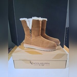 UGG koolaburra aribel Short Side Zip Suede Boots Womens Size 10 w/Box Lined NEW